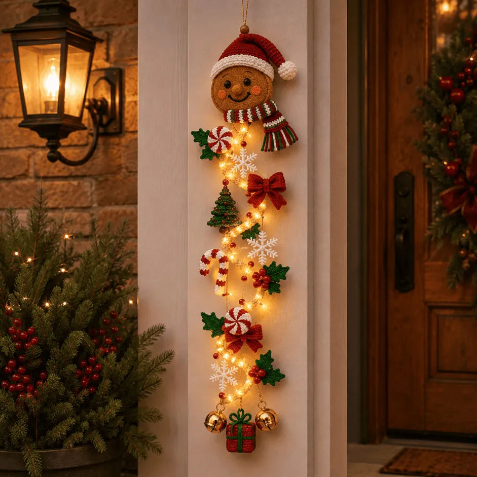 Lighted Christmas Door Hanger – 6 Festive Designs with Warm Glow & 3D Details
