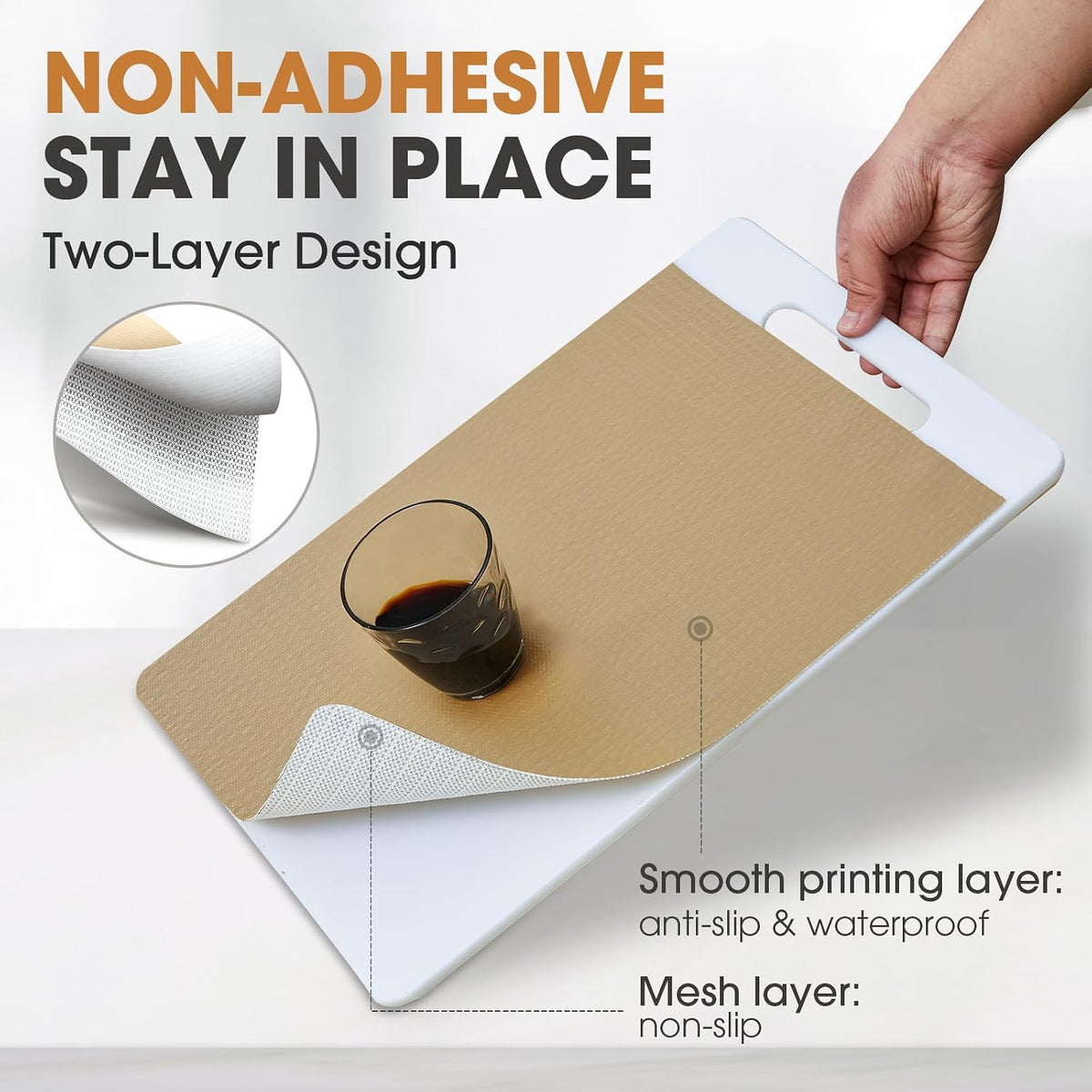 Drawer and Shelf Liner for Kitchen Cabinets, Beige, 12IN X 20FT
