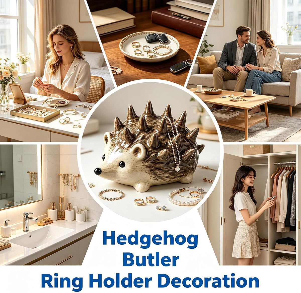 🦔 Cute Resin Hedgehog Ring & Trinket Holder – Adorable Jewelry Organizer & Charming Gift 💍🎁