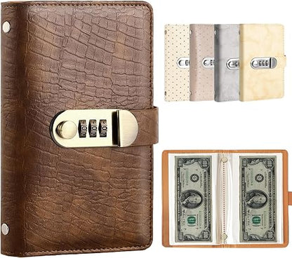 🎁🎅50% OFF!!!-Ready for Christmas!🎄PU Leather Binder Savings Notebook with 3-Digit Resettable Password Lock✉️💸Large Capacity Storage for Money & Important Items
