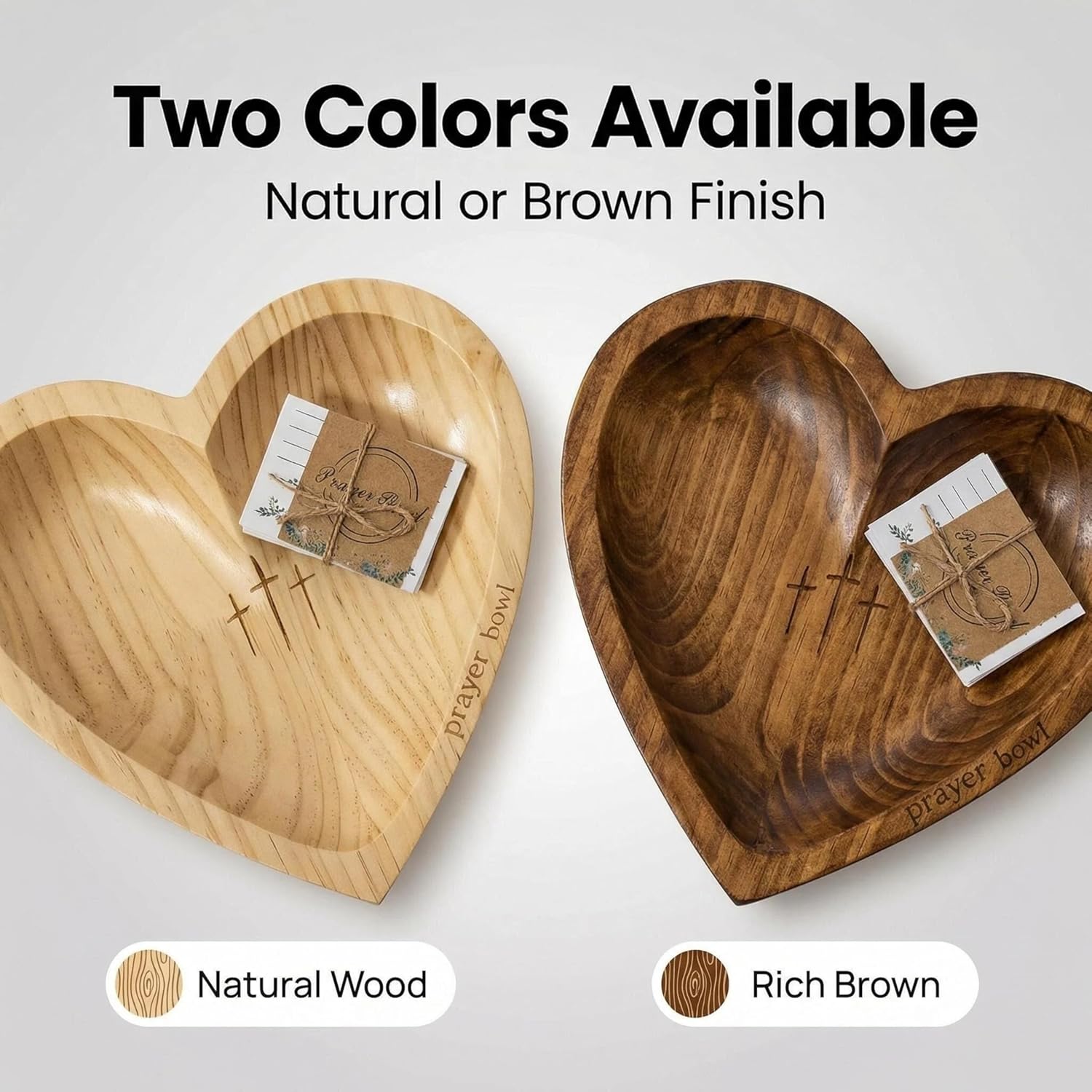 ✝️Inspirational❤️ Wooden Heart Shaped Prayer Bowl Set – Handcrafted Religious Gift