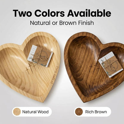✝️Inspirational❤️ Wooden Heart Shaped Prayer Bowl Set – Handcrafted Religious Gift