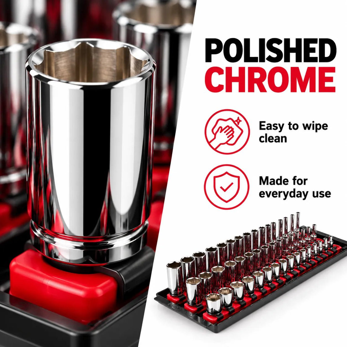 48-Piece 1/4-Inch Drive 6-Point Socket Set with Foam Organizer