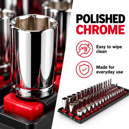 48-Piece 1/4-Inch Drive 6-Point Socket Set with Foam Organizer