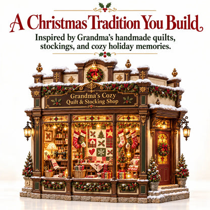 🧵 Grandma’s Cozy Quilt Shop DIY Kit 🎄 | Light-Up Christmas Miniature | Build Your Own Holiday Tradition