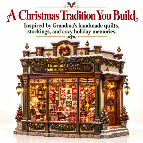 🧵 Grandma’s Cozy Quilt Shop DIY Kit 🎄 | Light-Up Christmas Miniature | Build Your Own Holiday Tradition