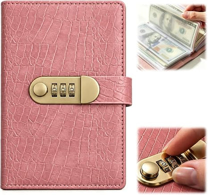 🎁🎅50% OFF!!!-Ready for Christmas!🎄PU Leather Binder Savings Notebook with 3-Digit Resettable Password Lock✉️💸Large Capacity Storage for Money & Important Items
