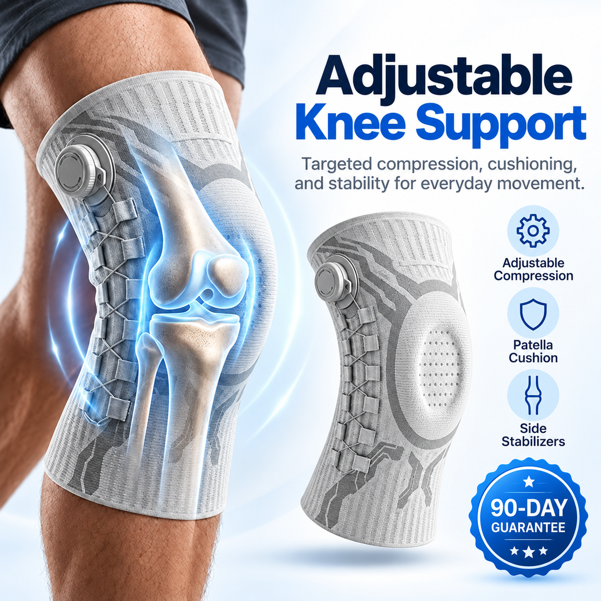 🦵 Adjustable Knee Support Brace – Customizable Fit for Everyday Comfort ✨