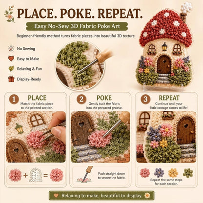 🏡🧵 3D Fabric Poke Art Cottage Kit – Create Your Own Cozy Cottage Decor ✨