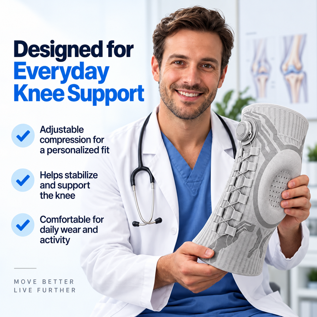 🦵 Adjustable Knee Support Brace – Customizable Fit for Everyday Comfort ✨