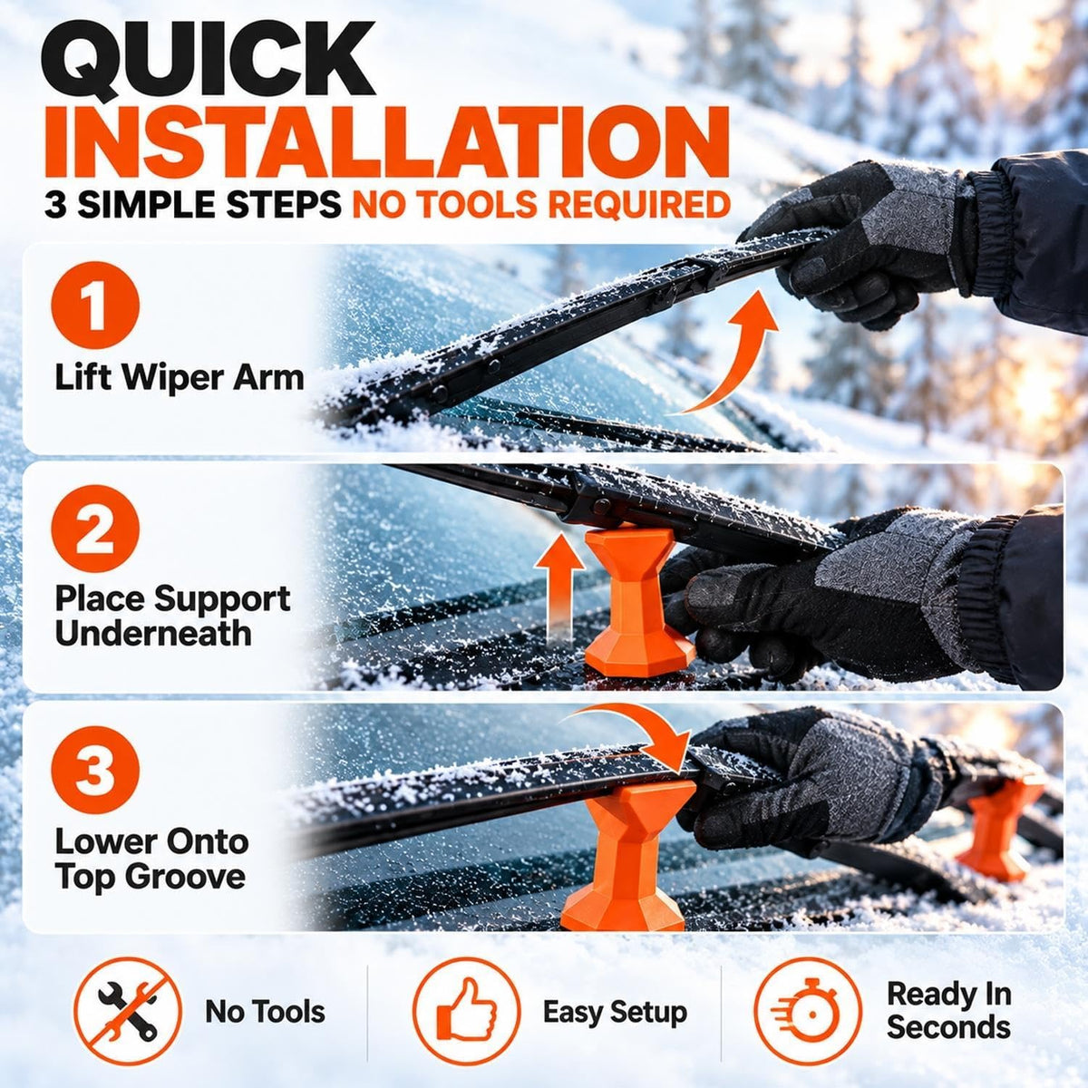 2 Pack Windshield Wiper Anti-Freeze Stands – 3D Printed PLA Wiper Protectors