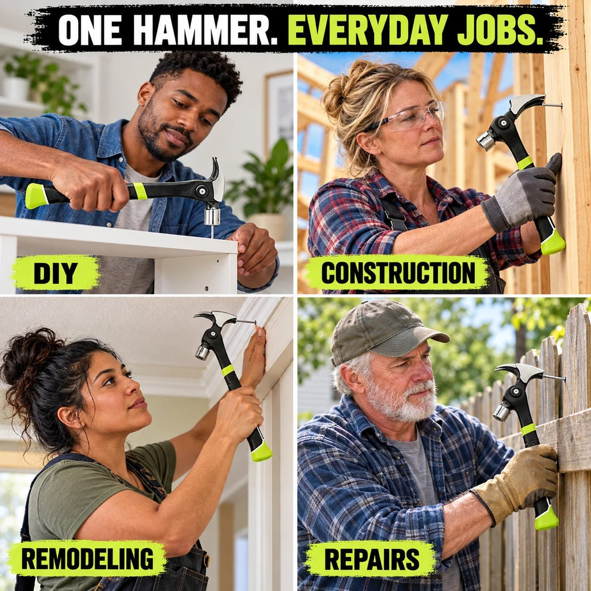 🧰 Shock-Absorbing Claw Hammer | Rust Resistant Finish, One-Handed Magnetic Nail Assist