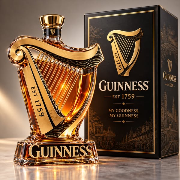Guinness Harp Whiskey Decanter – Irish Heritage Glass Liquor Bottle & Collector’s Gift