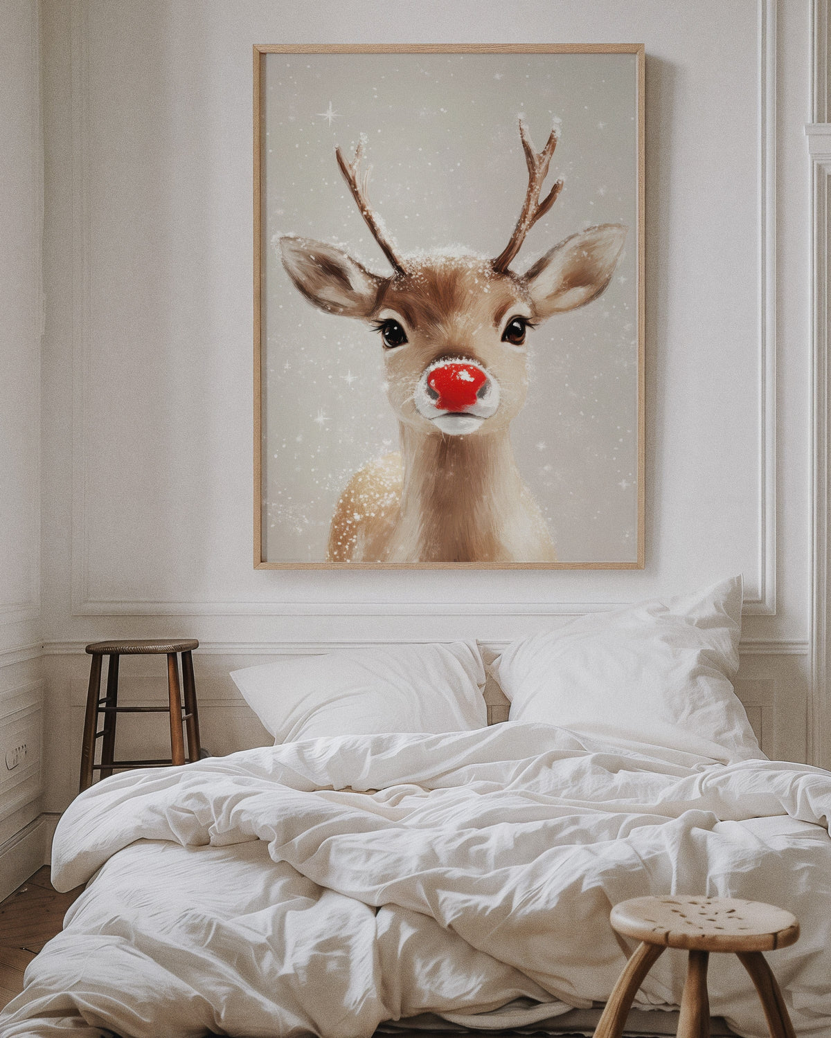 🦌❄️ Adorable Snowy Reindeer Wall Art – Cozy Christmas Print for Festive Home Decor 🎄