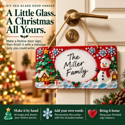 🎄✨ DIY Sea Glass Christmas Hanging Sign Kit – 8 Festive Designs & Personalized Holiday Decor ✍️