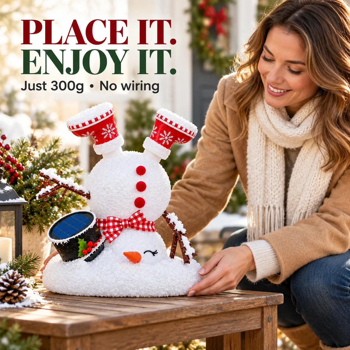 ⛄Waterproof Solar Snowman Figurine Light