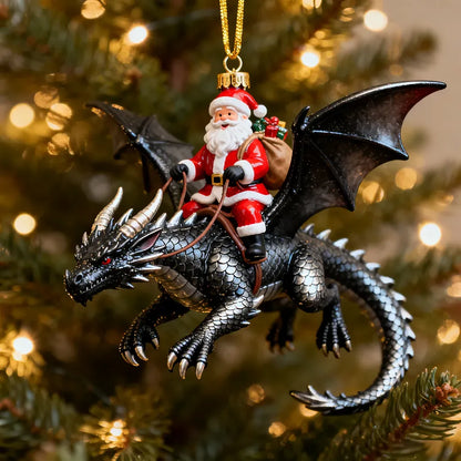 🎅🐉 Santa Dragon Rider Acrylic Ornaments – 6 Fantasy Christmas Designs