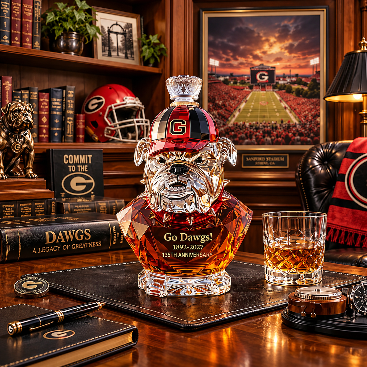 Georgia Bulldogs 135th Anniversary Commemorative Whiskey Bottle (1892–2027)