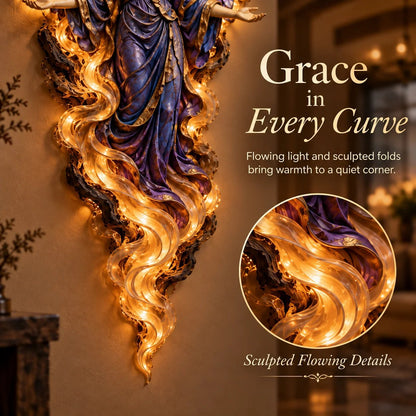✝️✨ Lighted Angel Wall Sculpture – Glowing Guardian Angel Decor, Christian Faith Gift & Home Blessing 🪽