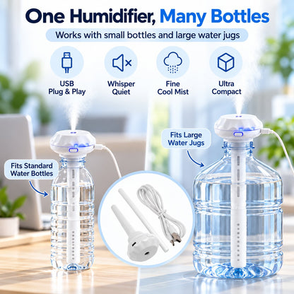 💧 Bottle-Top USB Humidifier Stick – Quiet, Portable Cool-Mist Aroma Diffuser ✨