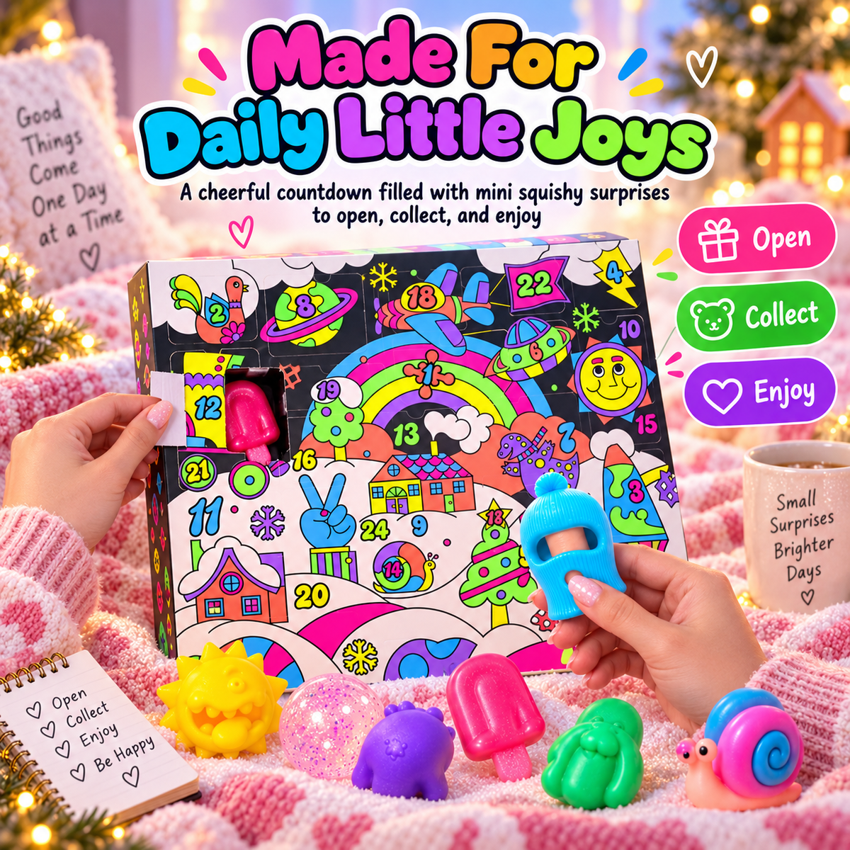 🎁 24-Day Squishy Advent Calendar – 24 Mini Fidget Surprises for Christmas