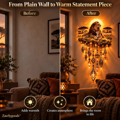 🦁 A Father’s Pride — Lighted Lion & Cub Wall Art