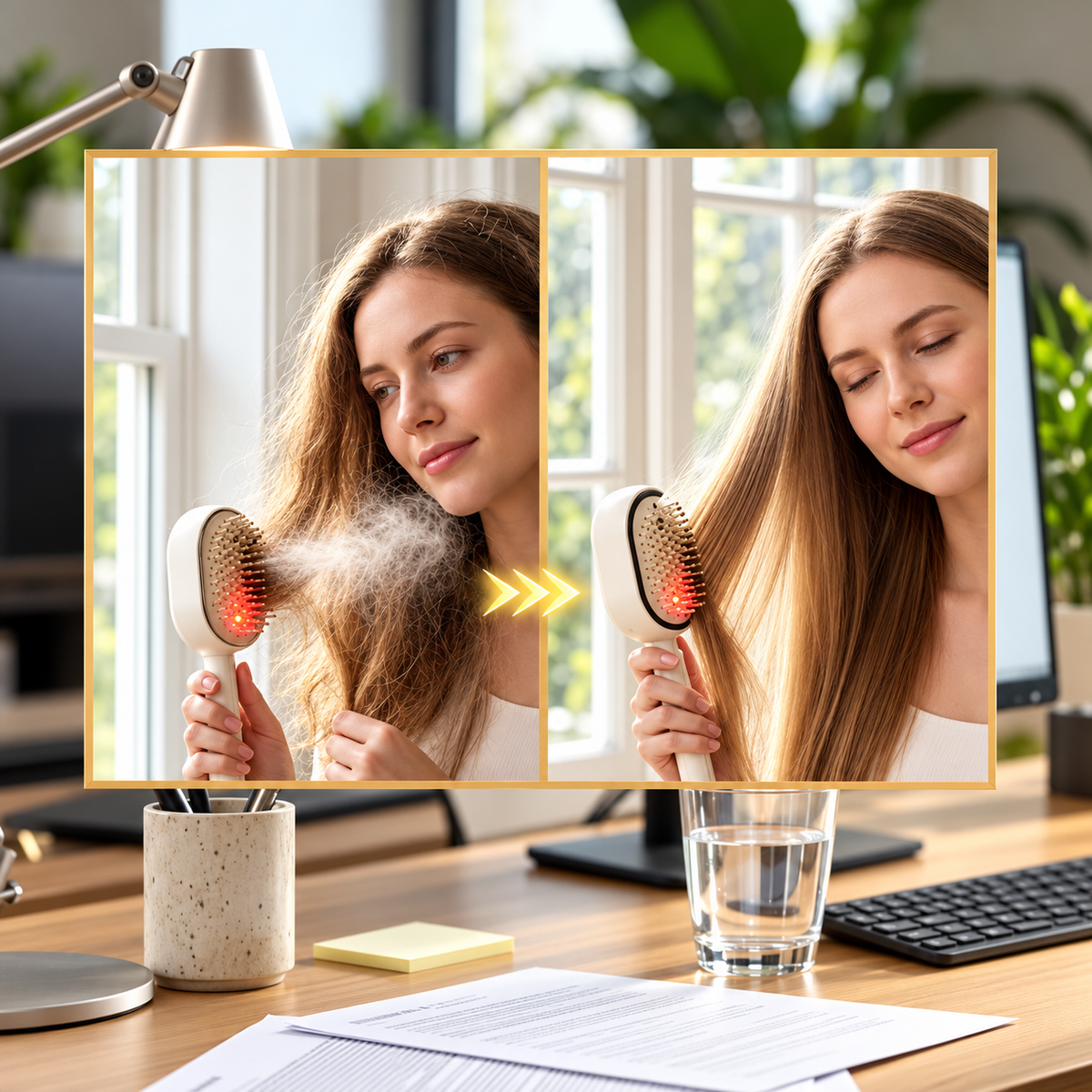 🔥 50% OFF – Electric Spray Air Cushion Comb with Gentle Vibration & Nano-Mist Hydration 💦🪮