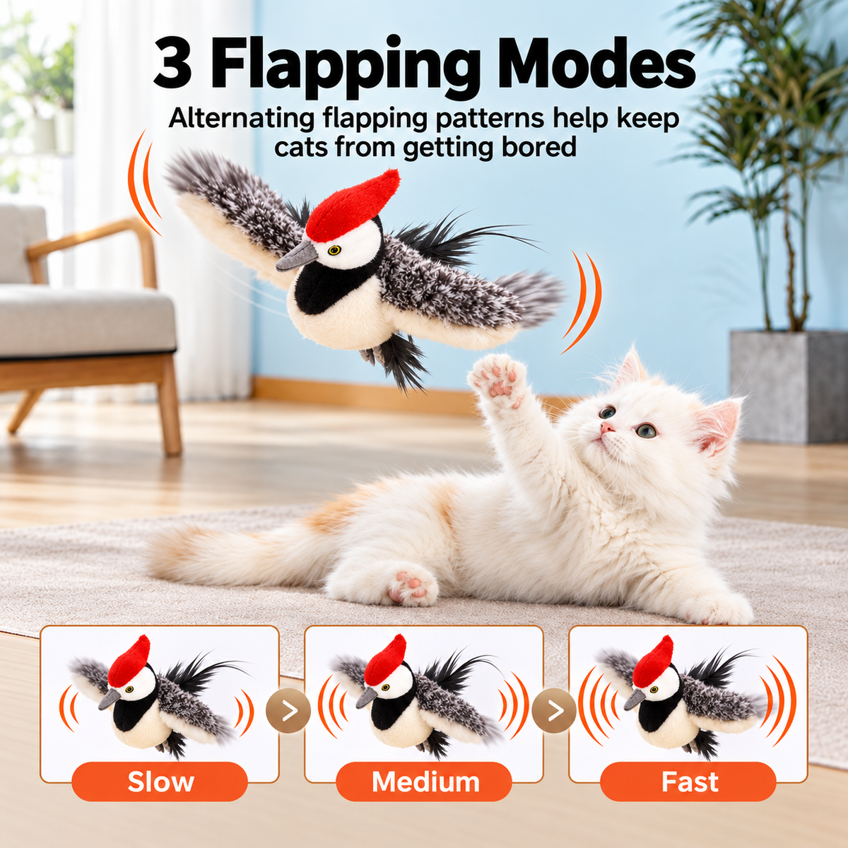 🐦Interactive Flapping Bird Cat Toy – Realistic Moving Bird for Indoor Cats❤️