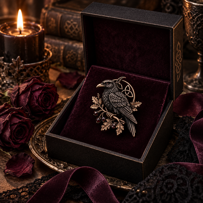 Gothic Celtic Raven Brooch