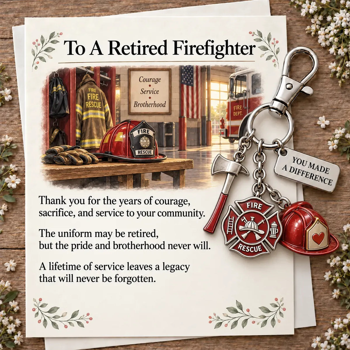 ✨ You Make a Difference Retirement Gift Set – Career Keychain & Matching Card