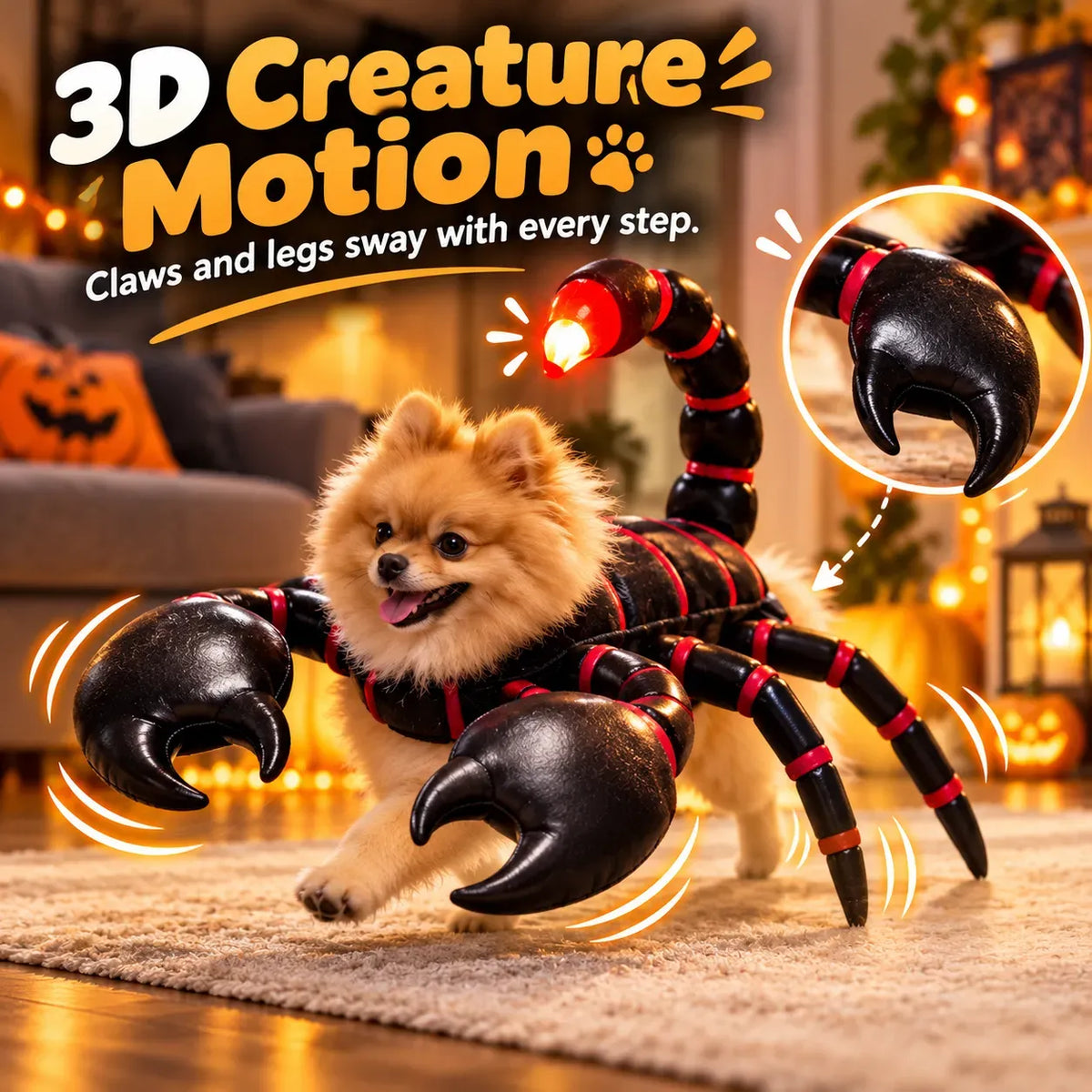 LED Glowing 3D Scorpion Pet Costume | Light-Up Animal Dress-Up Outfit for Small Dogs & Cats