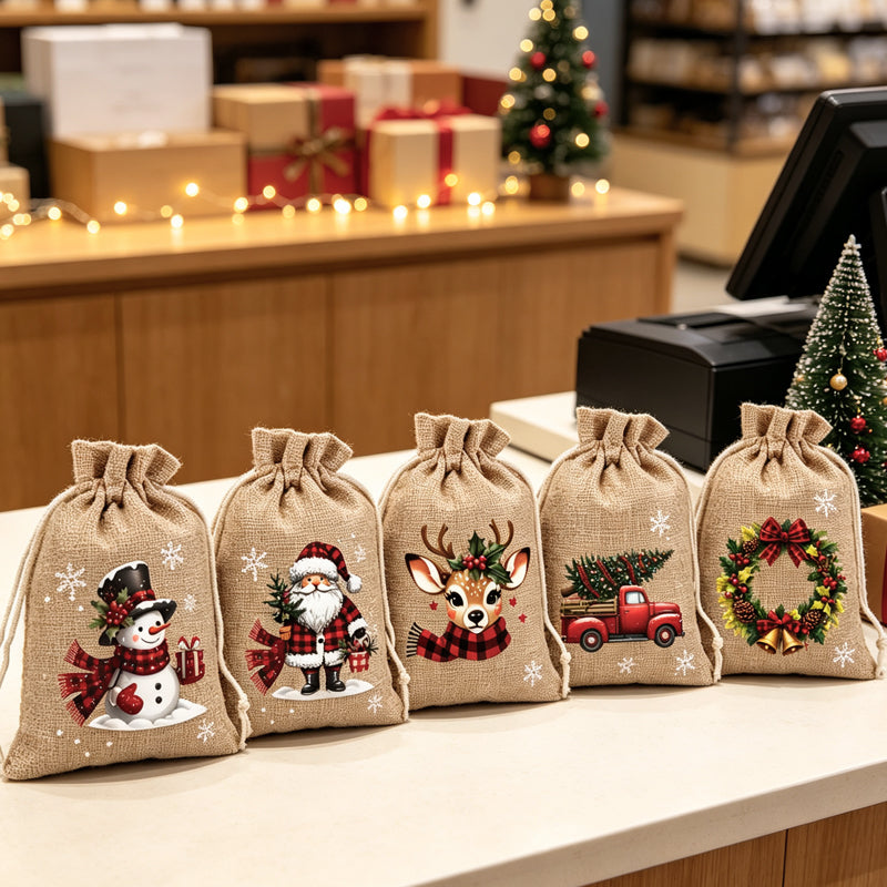 🎁 50% OFF — Reusable Christmas Drawstring Gift Bags 🎅🦌