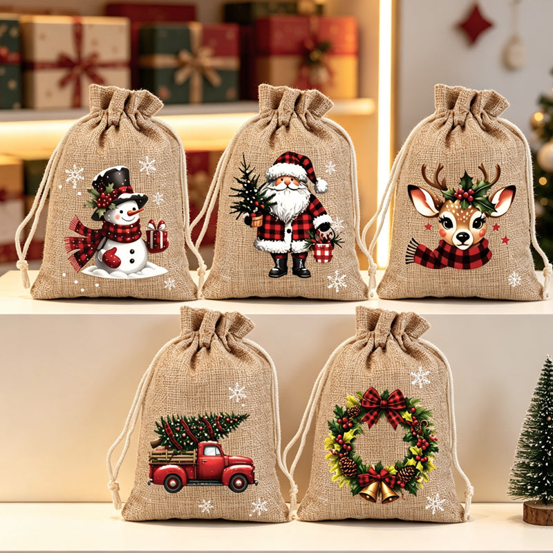 🎁 50% OFF — Reusable Christmas Drawstring Gift Bags 🎅🦌