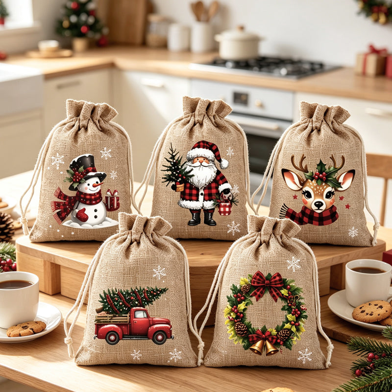 🎁 50% OFF — Reusable Christmas Drawstring Gift Bags 🎅🦌