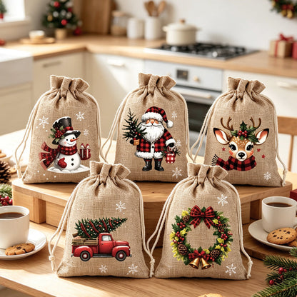 🎁 50% OFF — Reusable Christmas Drawstring Gift Bags 🎅🦌