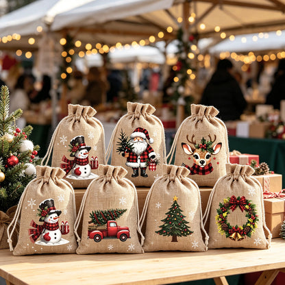 🎁 50% OFF — Reusable Christmas Drawstring Gift Bags 🎅🦌