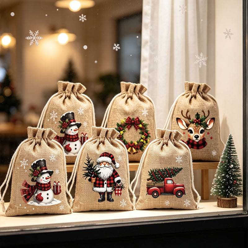 🎁 50% OFF — Reusable Christmas Drawstring Gift Bags 🎅🦌