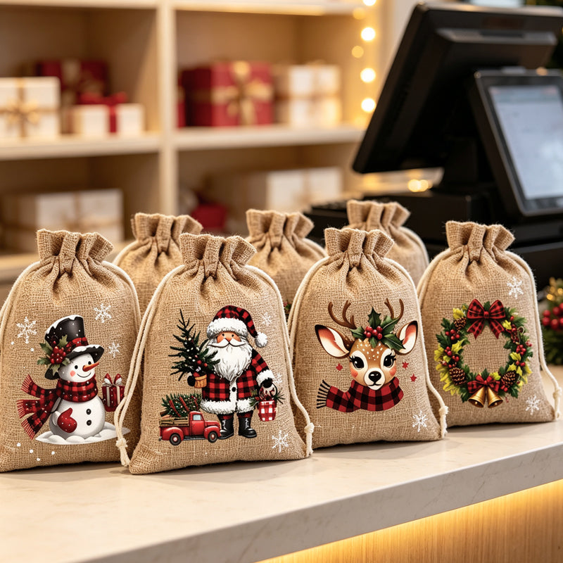 🎁 50% OFF — Reusable Christmas Drawstring Gift Bags 🎅🦌