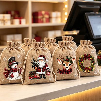 🎁 50% OFF — Reusable Christmas Drawstring Gift Bags 🎅🦌
