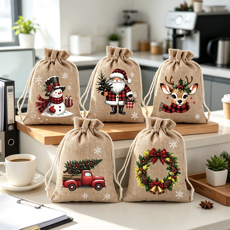 🎁 50% OFF — Reusable Christmas Drawstring Gift Bags 🎅🦌