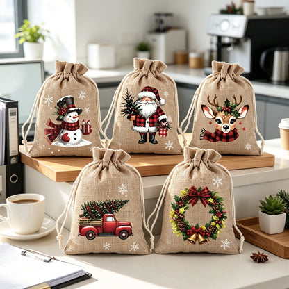 🎁 50% OFF — Reusable Christmas Drawstring Gift Bags 🎅🦌