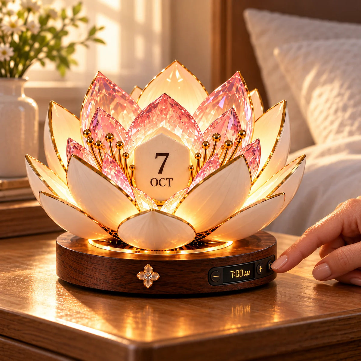 🎁 Automatic Blooming Perpetual Calendar – Crystal-Style Flower Night Light & Home Decor