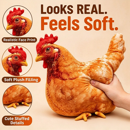 🐔 Chicken-Shaped Plush Pillow – Cute Realistic Hen Stuffed Animal & Cozy Home Decor Cushion ✨