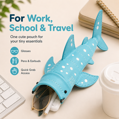 🦈✨ Cute Shark Wide-Mouth Glasses Case – Fun & Protective Eyewear Holder