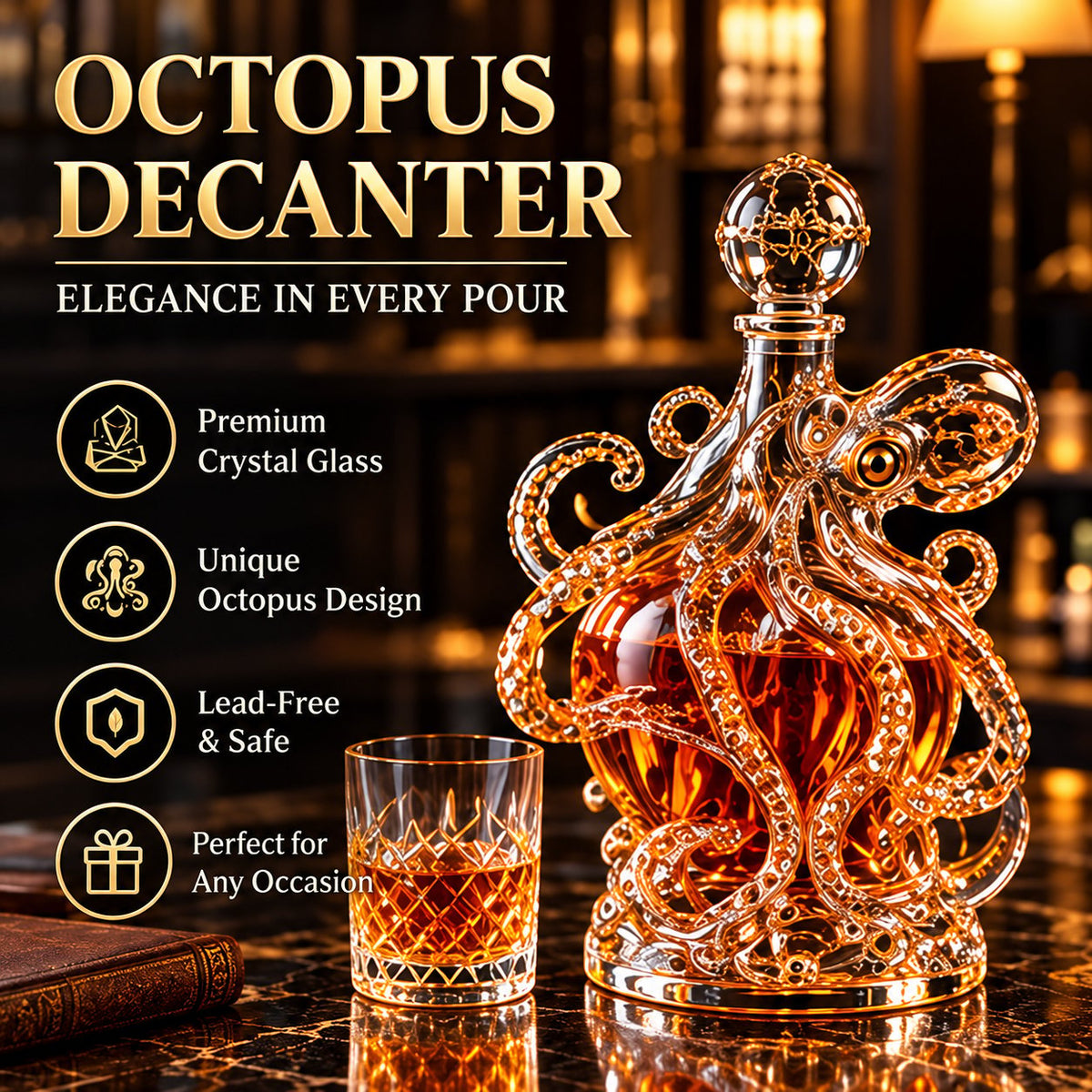 🐙 Octopus Decanter - Premium Crystal Glass Edition