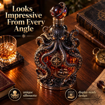 🐙 Kraken-Inspired Whiskey Decanter – Sculpted Nautical Display Bottle