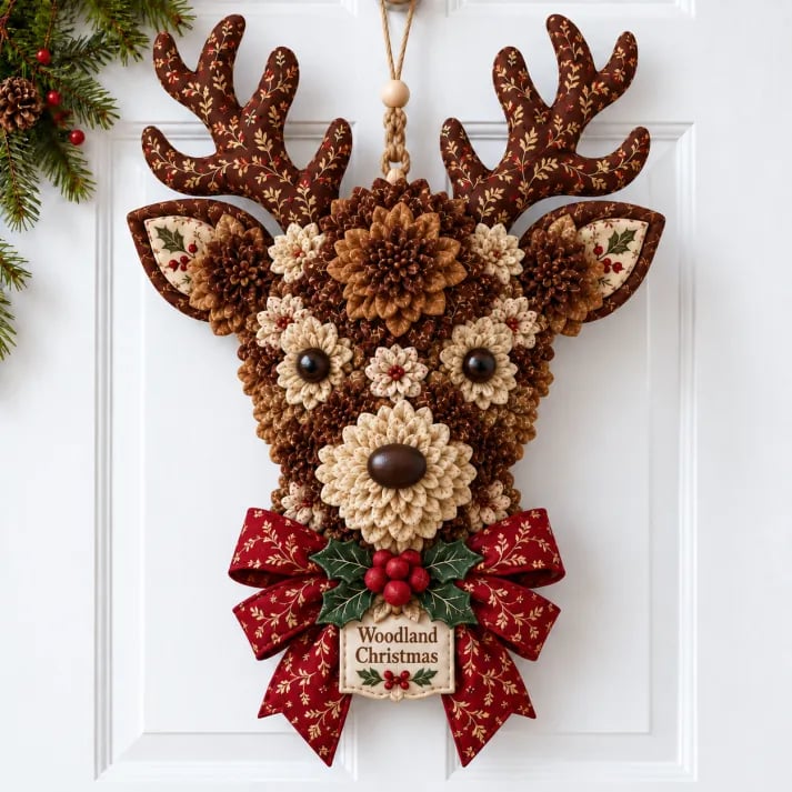 🎄 DIY Christmas Door Hanging Kit – Layered Fabric Holiday Décor