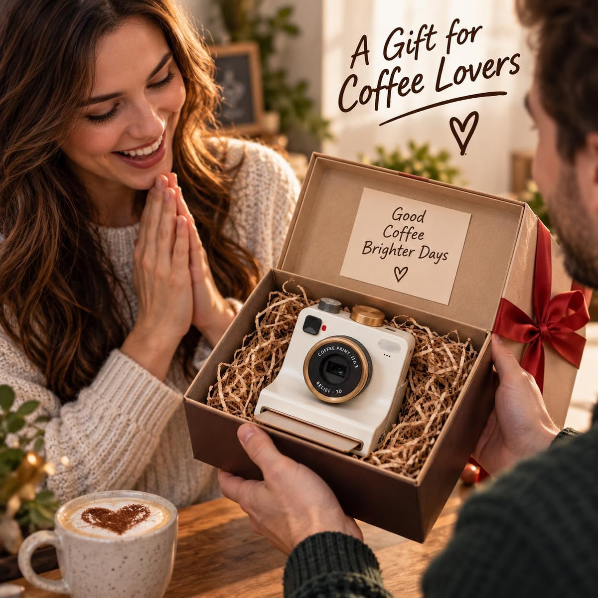 3D Printed Latte Art Camera + 4 Stencil Set