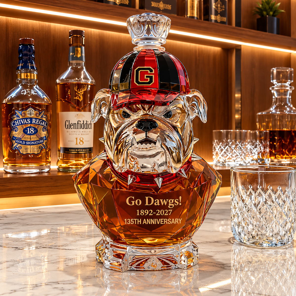 Georgia Bulldogs 135th Anniversary Commemorative Whiskey Bottle (1892–2027)