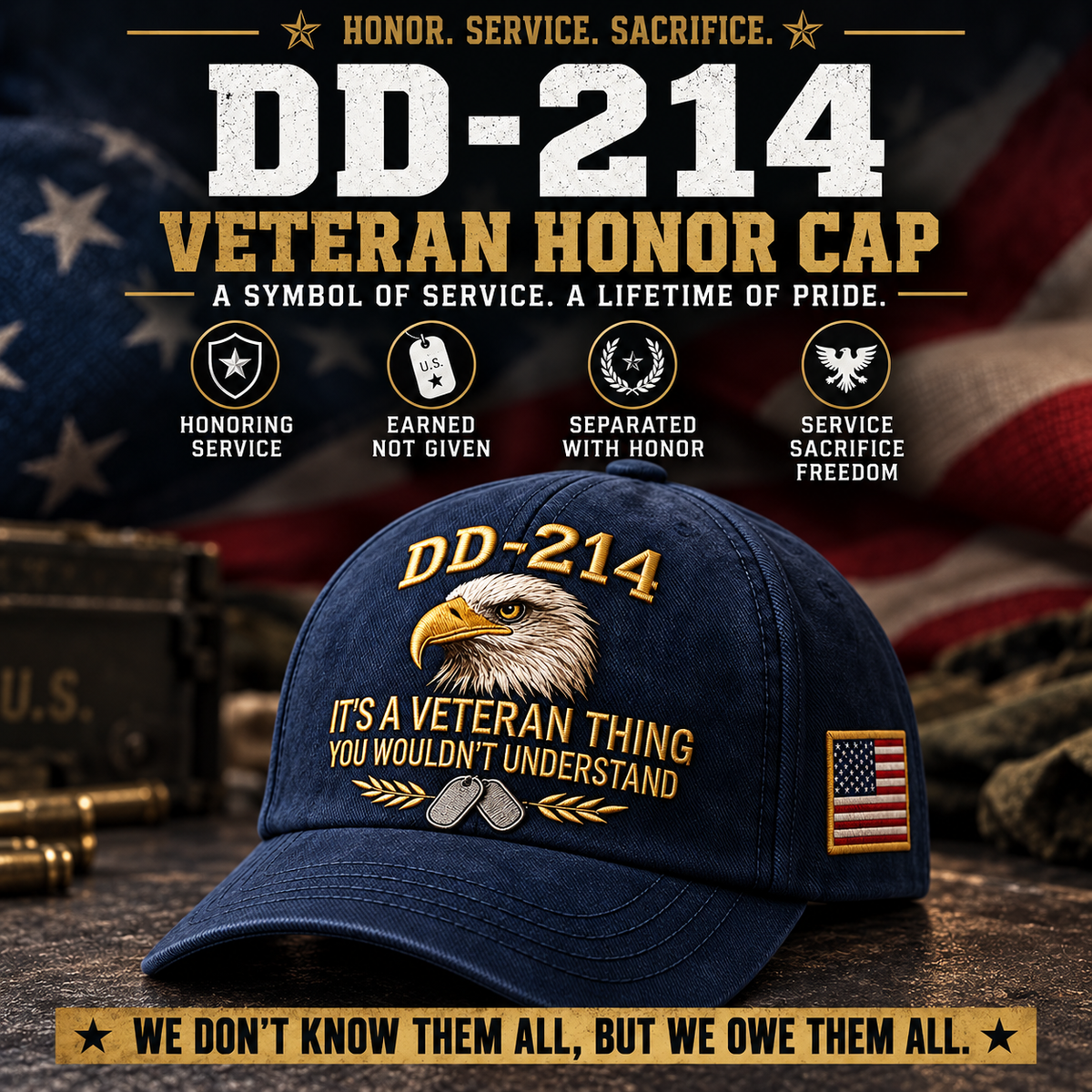 🔥 50% OFF — Handmade DD-214 Veteran Honor Embroidered Cap 🇺🇸 | Buy 2, Get Free Shipping